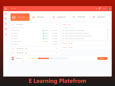 E-learning Web App classes dashboard design e learning online study ui