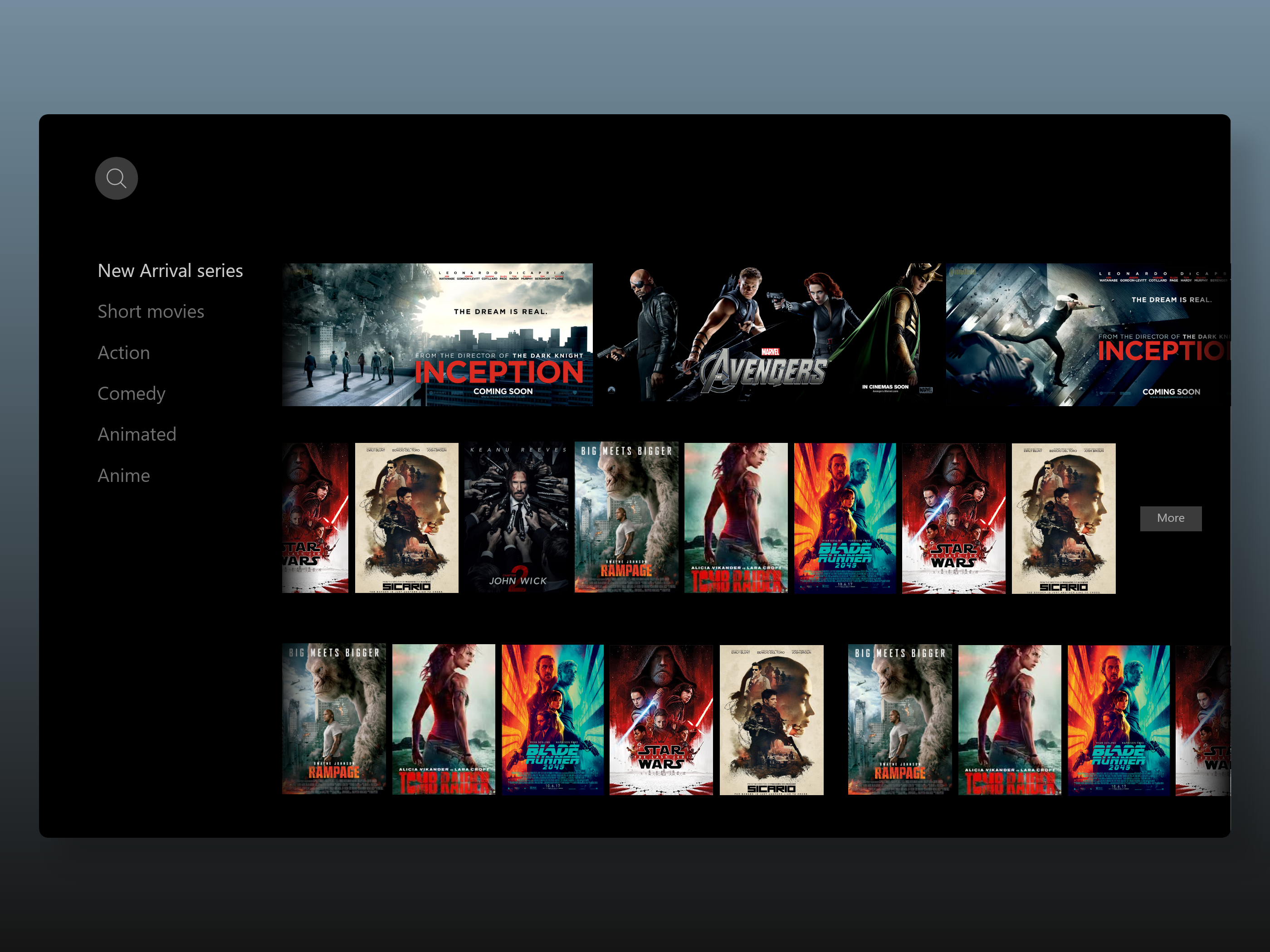 Apple/Roku TV App Design apple tv design roku tv ui
