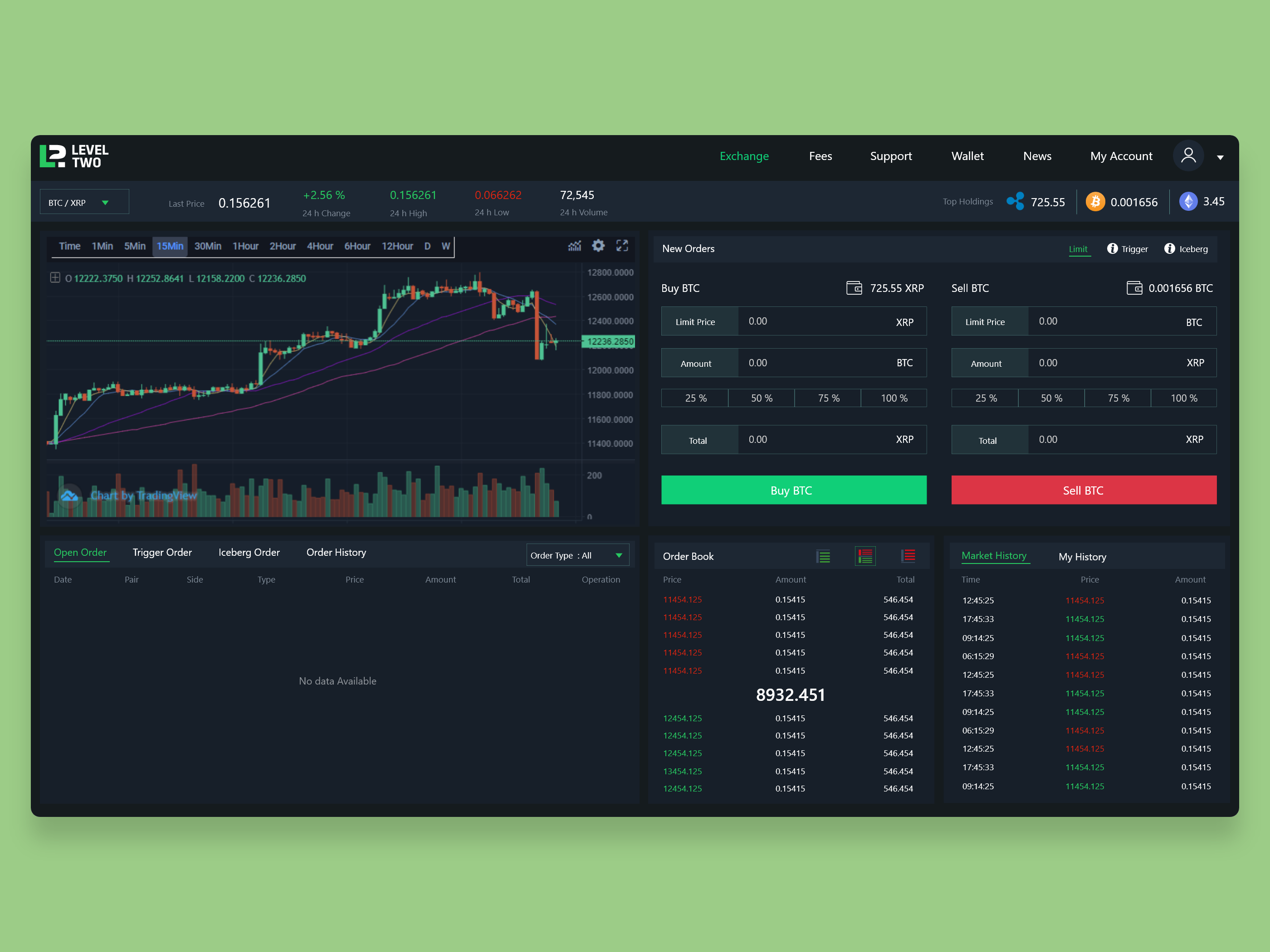 L2 Trading Platform crypto dark theme dashboard trading app uiux design