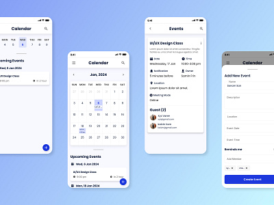 Calendar Mobile App Design 2024 calendar creative events inspiration mobile app trends ui design user ux design