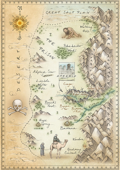 Fantasy Lands X Juliet Percival fantasy illustrated map line and color maps