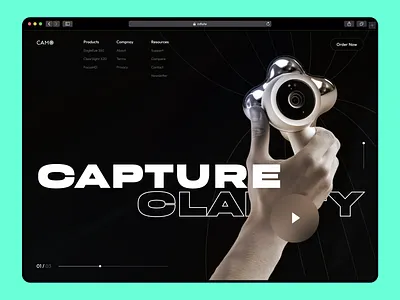 🎥 Presenting the sleek interface of "CAMO EagleEye 360 360 camera hero minimal tech ui ux website