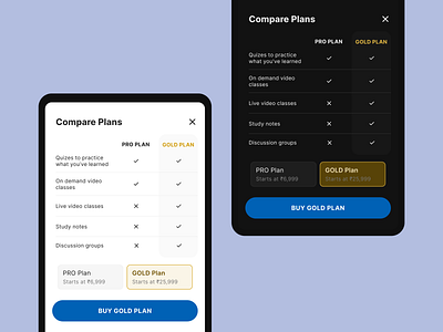 Plans and pricing comparison app check out compare plans edtech features mobile design plans pricing product design ui ux