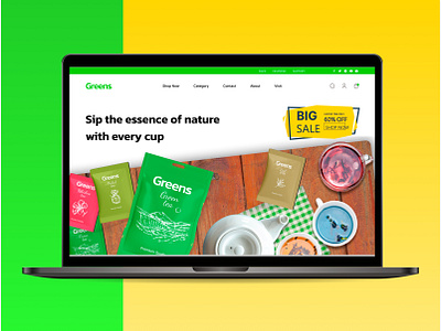 Greens - organic Tea brand branding greens teabranding uidesign uxui webisteui
