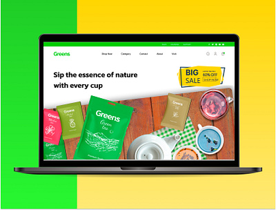 Greens - organic Tea brand branding greens teabranding uidesign uxui webisteui