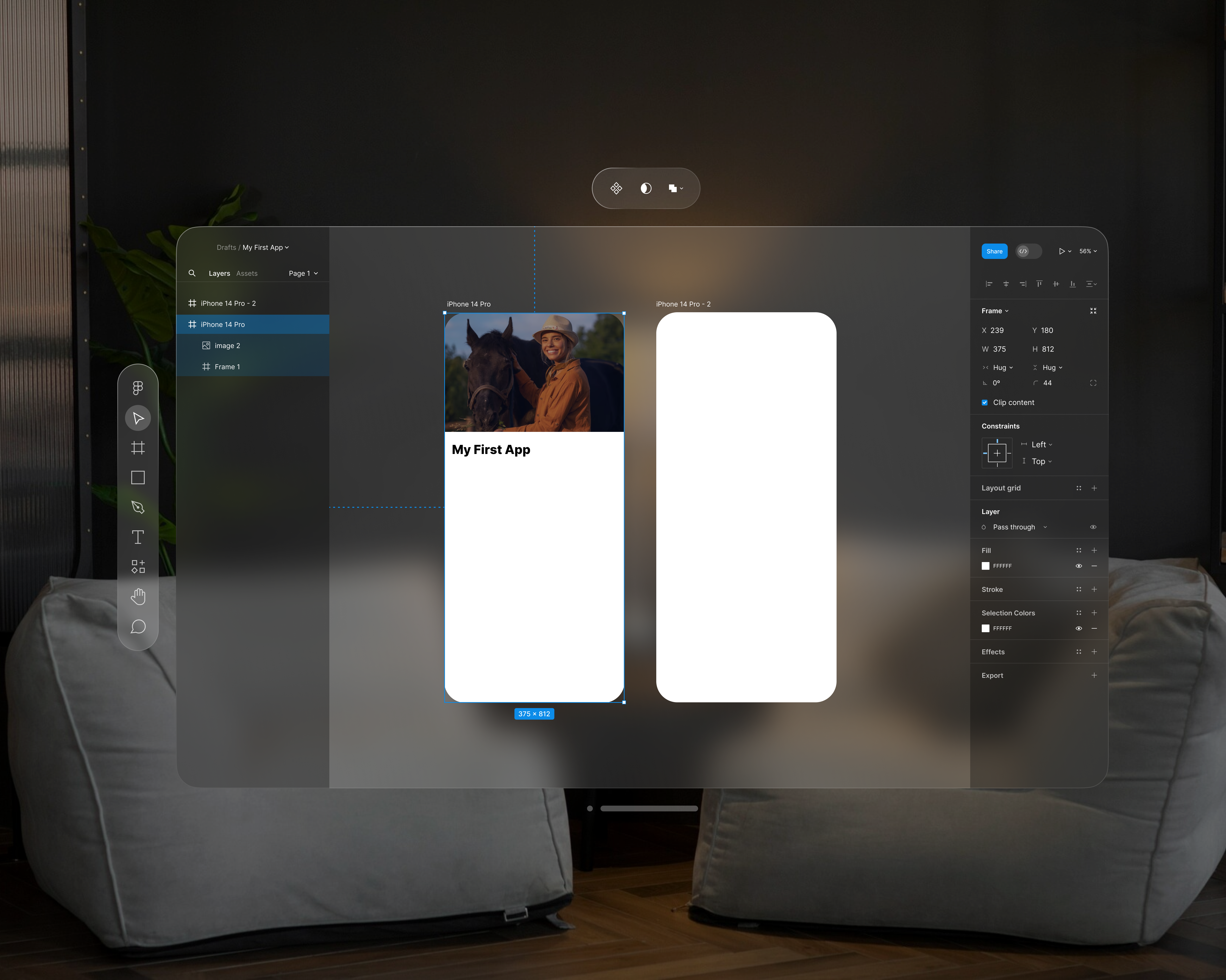 Example of What if Figma was a Vision Pro app