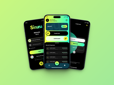 Sinzu - payment link for p2p transactions finance fintech mobile app p2p payment ui
