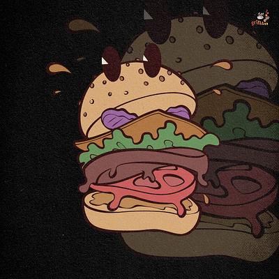 Burger Mascot And Darkness burger burger mascot character character design graphic design illustration mascot retro cartoon vintage cartoon