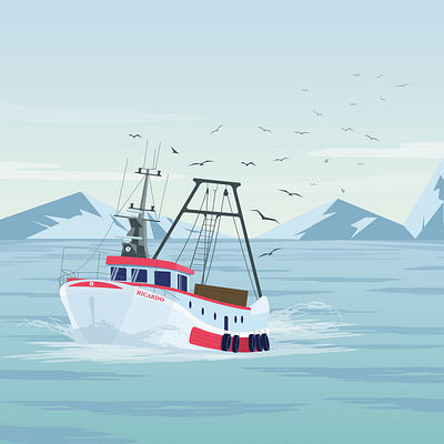 fishing boat fishing boat graphic design illustration sea vector