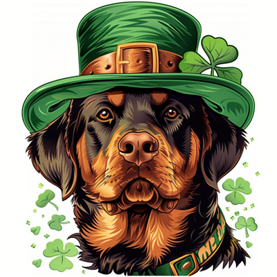 Dog Wearing St.Patric's Day Hat branding design graphic design illustration logo merch by amazon typography ui ux vector