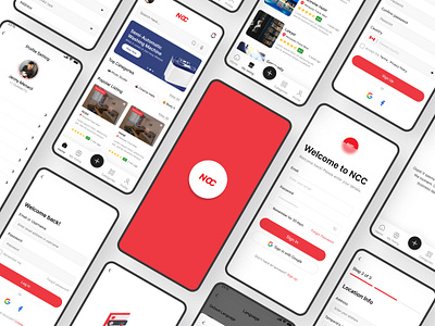 NCC Mobile App Design app screen design business listing page design landing page login screen mobile app design spash screen design we web layout web ui