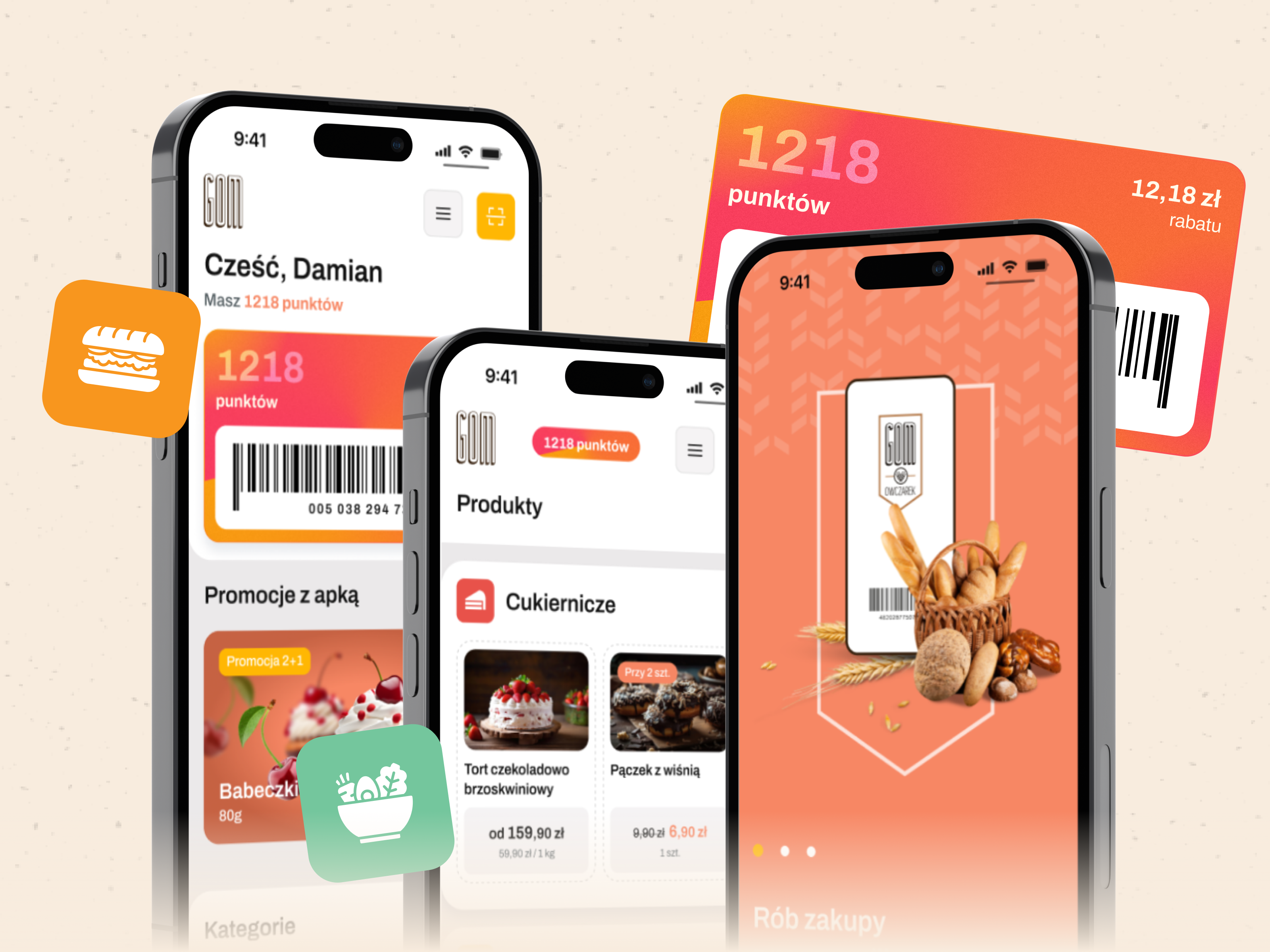 Application for GOM Owczarek Bakery animation app app design banner clean colors e commerce ecommerce figma food interaction mobile mobile app motion shop shopping store ui ux