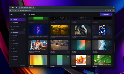 Online Video Editor Dashboard app dashboard editor panel projects ui video editor