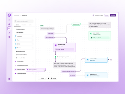 Workflow automation builder design navigation product design saas sales side bar ui ux workflow