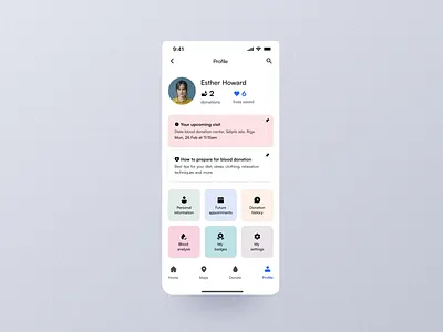 Daily UI 006/ Profile/ Blood donation app app app design blood donation app careerfoundry daily ui daily ui challenge design figma ui ui daily 006 ui daliy challenge