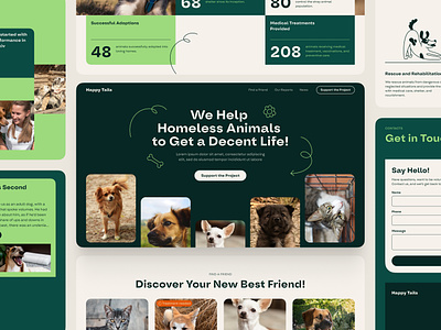 Animal Shelter Website Redesign adopt animals concept dog help hero section home page illustration inspiration landing page pet rescue shelter ui uiux visual design volunteer web web design website