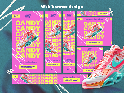 Sneakers Web Banner Design | Google Ads ad creative advertising banner design design ecommerce ecommerce banner fashion google ads graphic design online shopping pink sneakers social media web web banner