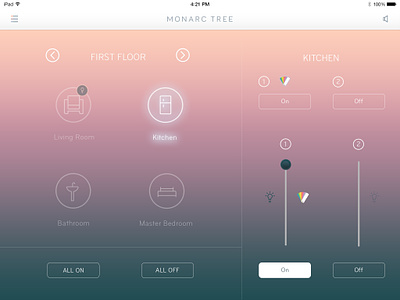 iPad - Lighting Control App app design product design tablet ui design
