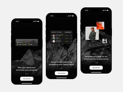 NOMAD — Onboarding app design hiking minimal mobile modern onboarding product ui ux walkthrough