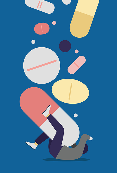 Medical bombing anxiety drug inundation drug saturation editorial medical illustration medical medical art medication excess medication glut overmedication pharmaceutical scientific illustration stress vector medical illustration