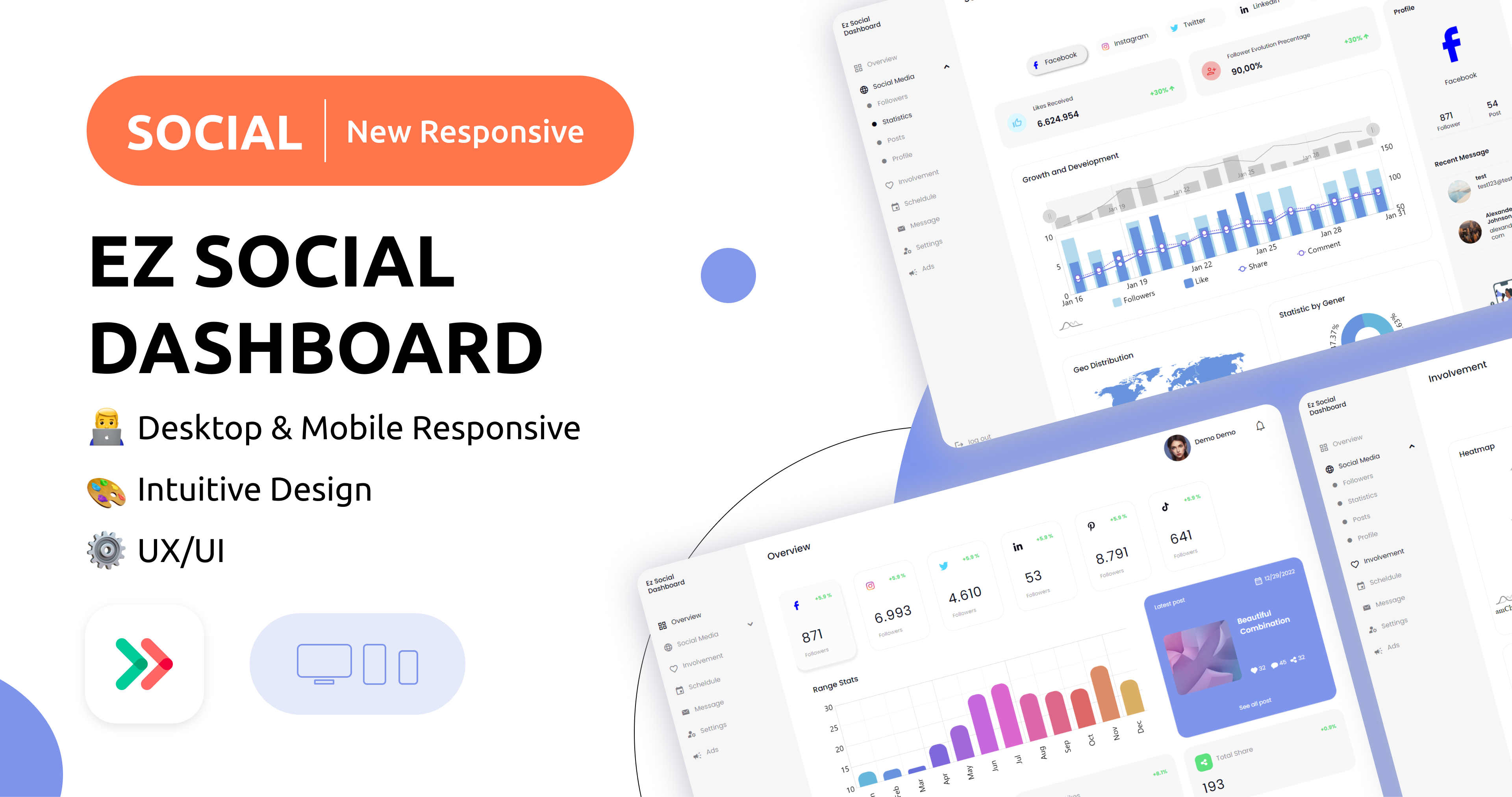 Ez Social Dashboard NoCode Web Template bubble.io dashboard design eazycode nocode social social dashboard ui uiux web web template