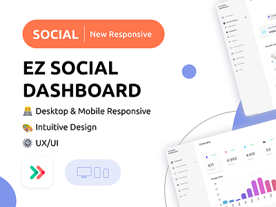 Ez Social Dashboard NoCode Web Template bubble.io dashboard design eazycode nocode social social dashboard ui uiux web web template