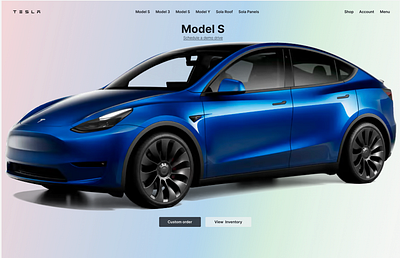 Tesla basic home page design branding car colour design marketing tesla ui ux