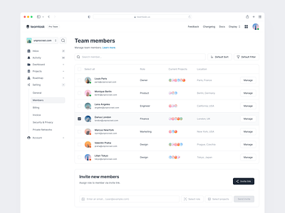 TeamTask™ - Team Member Management app design management member monday project setting software team team design ui ui design ux web design webapp website