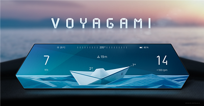 Voyagami Boat HMI concept 3d blender boat cluster concept creative dashboard design graphic design hmi illustration origami paper paper boat sail sea ship ui user interface ux