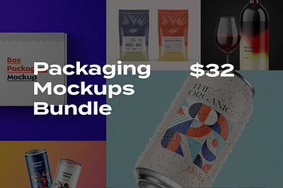 Packaging Mockups Bundle beverage bottle branding coffee drink box fizzy glass glossy identity label logotype mockup packaging presentation product realistic shipping showcase soda can wine