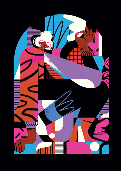 Style 2d character colourful digital folioart geometric graphic illustration maite franchi pattern shapes vector women