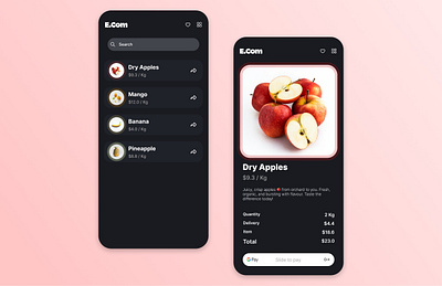 E.Com Fruit Shop App app cart design ecommerce mobile shop