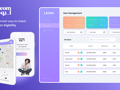 LEOM: Loan Eligibility On Move dashboard leom loan eligibility mobile responsive trynocode ui user experience user interface ux