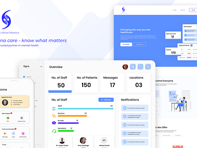 Signa Care- Trusted partner in mental health dashboard design health tracking landing page mental health responsive tracking try trynocode ui user experience user interface ux