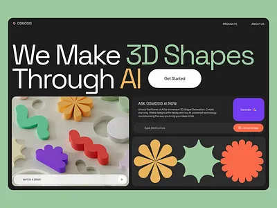 UI Of Website Which Makes 3D Shapes through AI graphic design logo ui