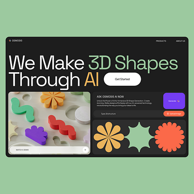 UI Of Website Which Makes 3D Shapes through AI graphic design logo ui