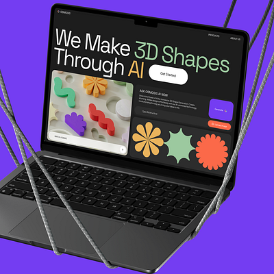 UI Of Website Which Makes 3D Shapes through AI graphic design logo ui