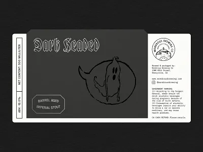 Dark Headed beer beer brand beer branding beer glass bottle beer label beer label design emeryville graphic design illustrator label design packaging design stout typography wondrous beer wondrous brewing co