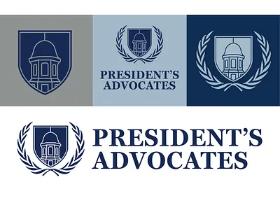 President's Advocates Logo Suite branding clean graphic design heraldry johnson university laurels logo logo lockups modern scholarly simple wordmarks