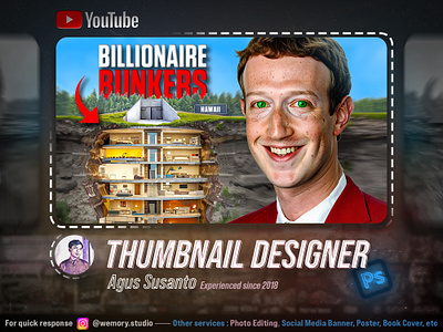 Thumbnail Design - Billionaire Bunkers design graphic design manipulation midjourney photo editing photoshop thumbnail youtube thumbnail