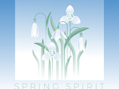 Greeting card art decorate design flower gentle gradient greeting illustration nature season simple snowdrop soft spring vector