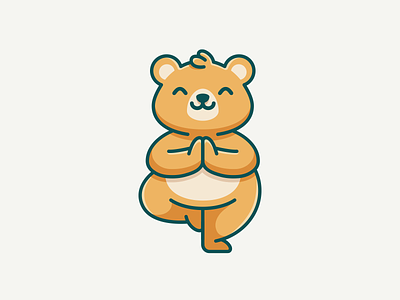 Cute Bear doing Yoga adorable bear animal mascot bear character bear logo bear mascot cartoon logo character design cute animal character cute bear cute character cute logo cute mascot friendly bear happy bear illustration mascot design mascot logo meditation tree yoga pose yoga