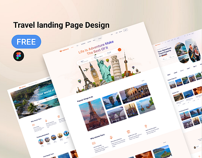 Travel landing page design templats landing page design travel design travel page ui