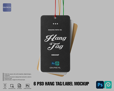 6 PSD Hang tag mockup crest mockup high quality tag mockup logo mockup