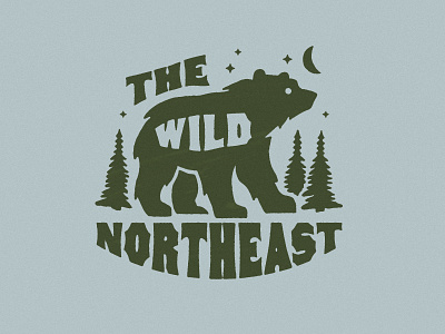 Wild Northeast bear black bear branding hand drawn illustration logo merch northeast t shirt trees typography wild