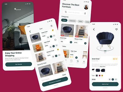 FurniCraft - Furniture Shop Mobile App branding mobileapp pr prototype ui