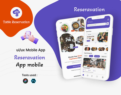 Restaurant Reservation Mobile App UI Design app branding design graphic design illustration logo typography ui ux vector