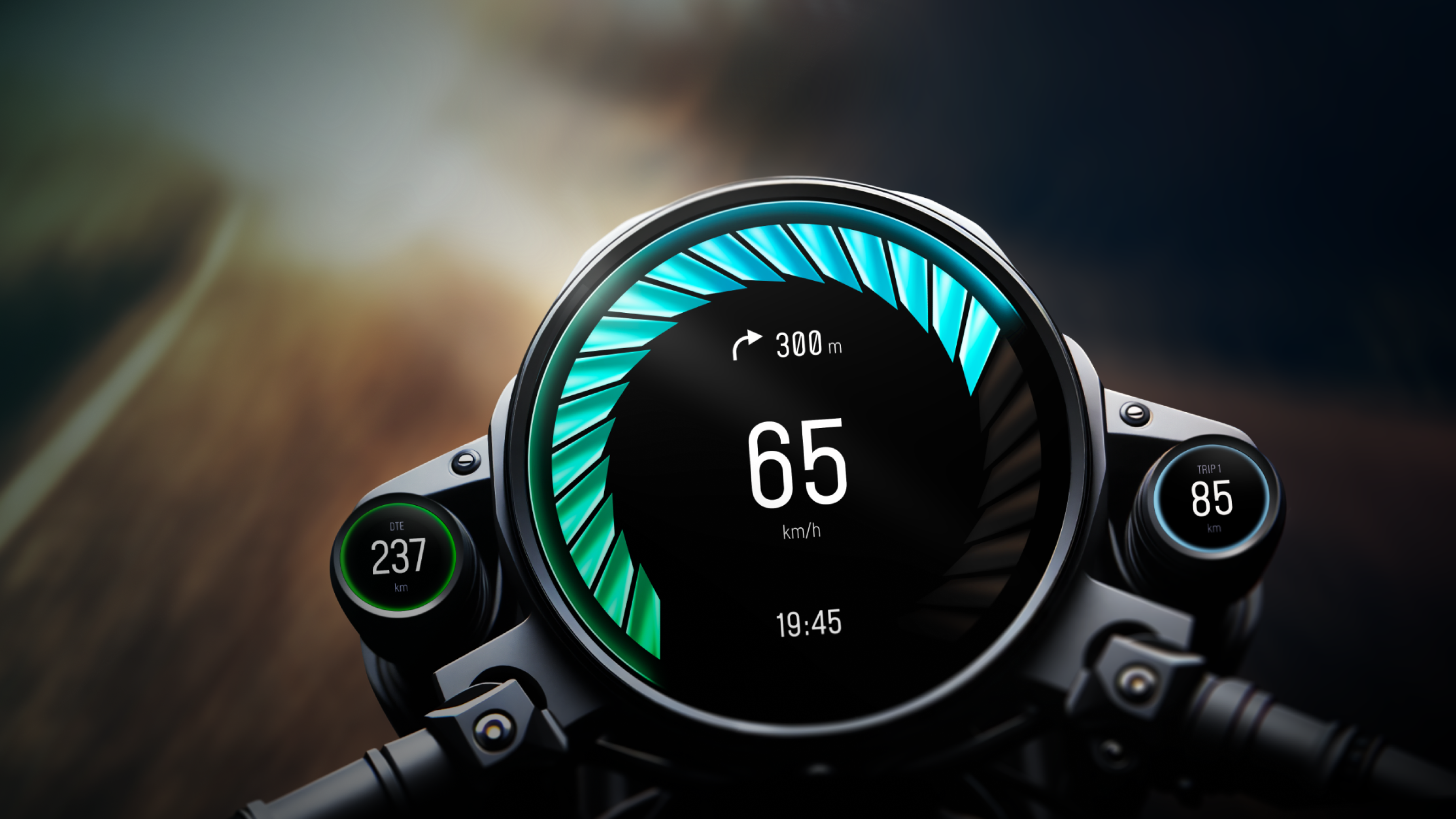Voltaic EV Cluster Concept automotive bike chopper cluster concept dashboard design electric electric rotors engine fpk gauge hmi interface motorbike motorcycle ui ux