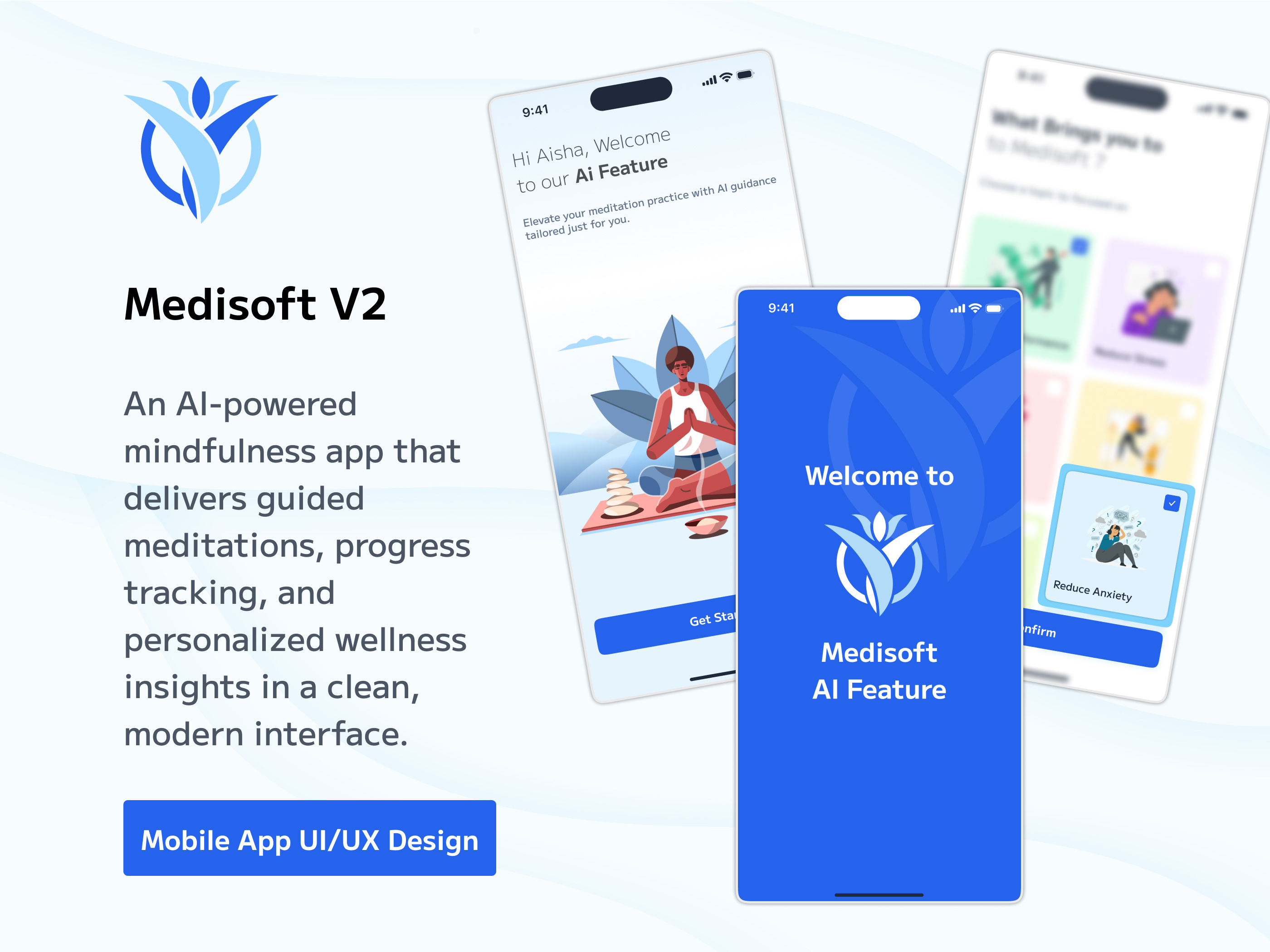 Meditation App Design: Personalized Peace with MediSoft V2 app design health app design healthcare meditation meditation app meditation mobile app design mentalhealthapp ui ux uiuxdesign wellness