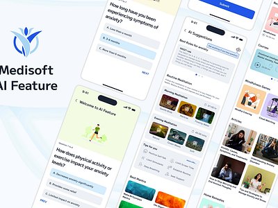 Meditation UI app - V2 aiadaptation aienhancedlearning behavioralhealthai custommindfulness healthtechinnovation medisoftv2 meditationanalytics meditationcourses mentalhealthapp mentalhealthreports mindfullearning mindfulnessai mindfulnessarticles mindfulnesstracking personalizedmeditation smartwellness ui uiuxdesign ux wellnesseducation